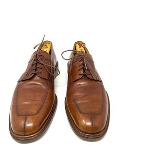 Mezlan mens Brussels Derby calfskin leather split toe brown shoes